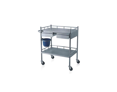 Stainless steel double drawers treatment trolley